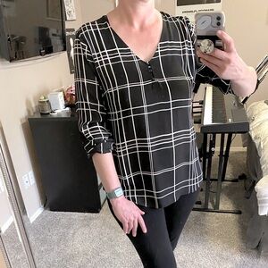 White House Black Market. Size 14 Sheer, long —(adjustable) sleeve blouse